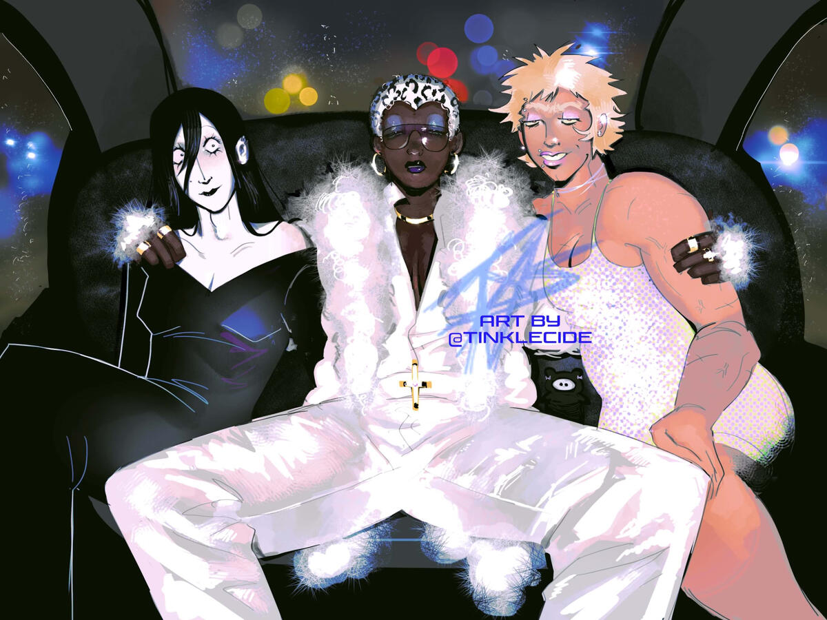 Honey, Thorn, Dolly (Honey and Dolly are her girlfriends.)